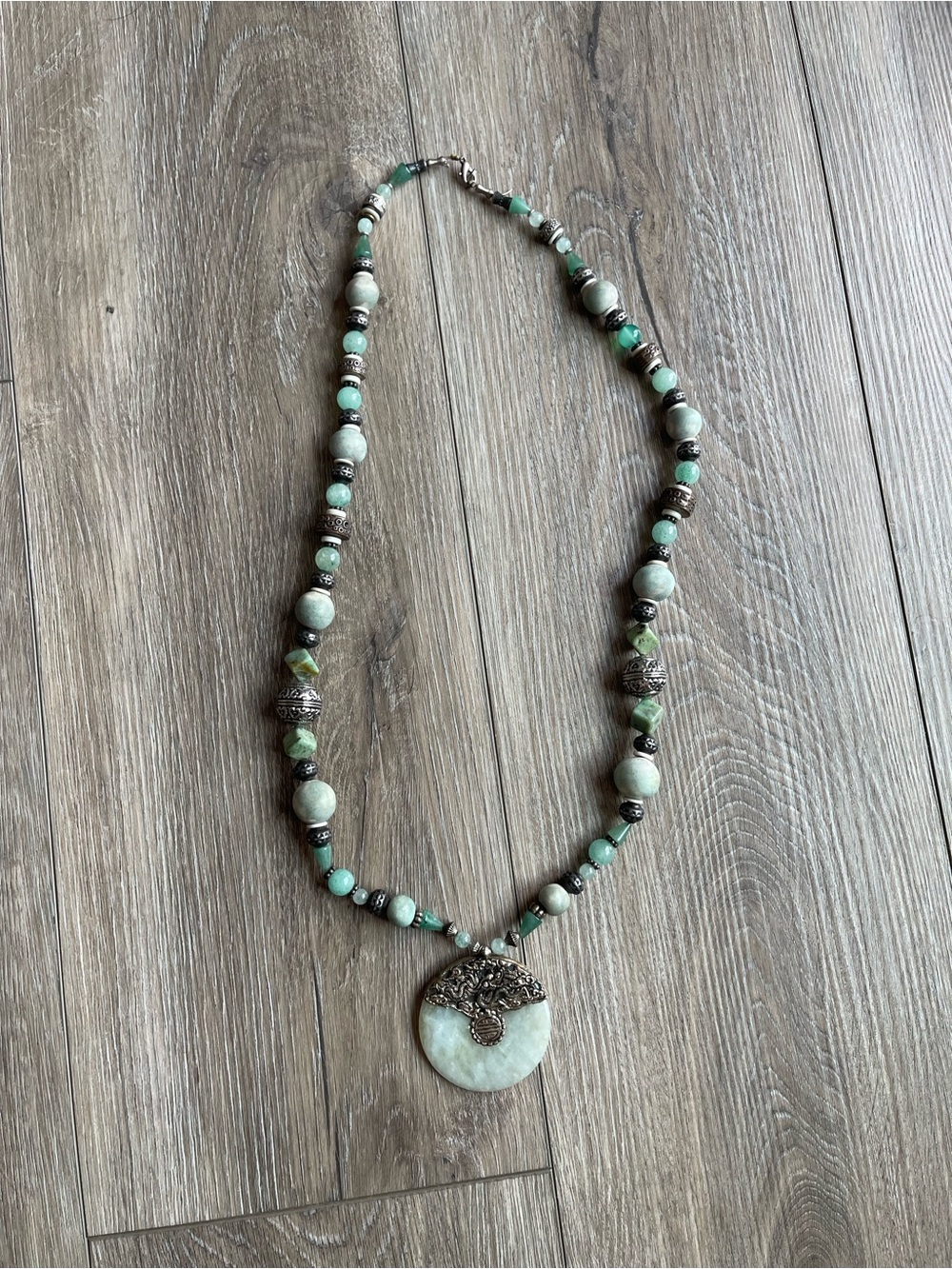 Green Beaded Tree of Life Pendant Necklace - Unbranded